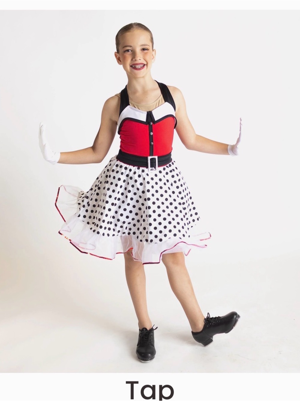 Weissman Red, White and Black Polka Dot Tap Dance Costume
